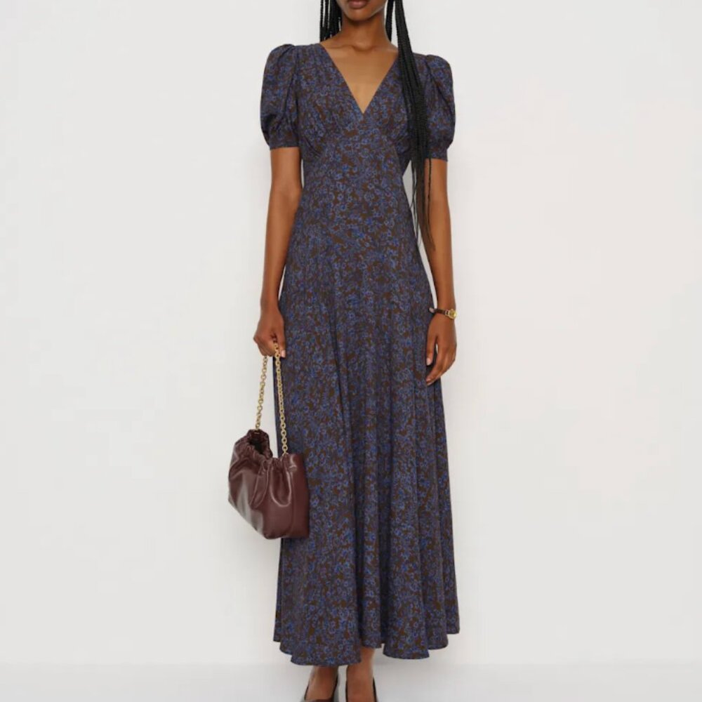 Reformation Naira Dress in Indigo Girl